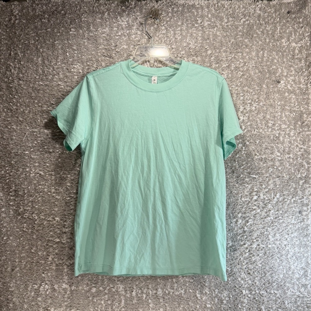 Lululemon All Yours Organic Pima Cotton Crewneck T-Shirt Women 4 Green Preppy